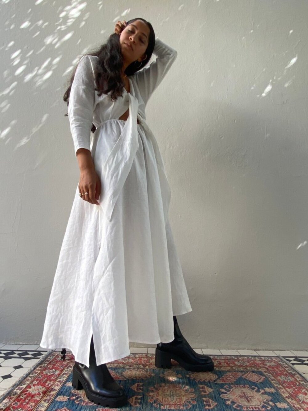 NWT Lazuli Cape Town Ella Reversible Wrap Dress Linen XS